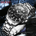 OLEVS 5885 Men Watch Luxury Brand Auto Date Sport  Green Dial Quartz Waterproof Luminous Stainless Steel Wristwatch Mesh Swim